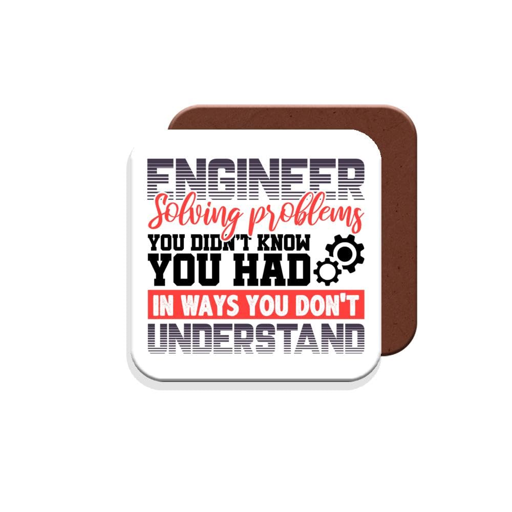 Muggz Coaster Work Colleague Funny Gift - Engineer Solving Problems You Didn't Know You Had In Ways You Don't Understand - Giftset - Made By In The Uk