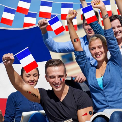 Decoraciones de desfile con banderas de Francia y tatuajes temporales para animar fiestas tradicionales 6