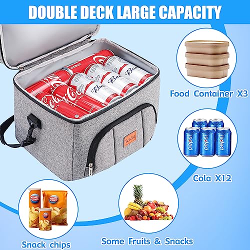 Yerdos Lunch Bag Women Insulated Lunch Box For Men, Light Durable Tote Bag With Adjustable Shoulder Strap For Office Work Picnic Hiking Beach Fishing-(Dark Grey) #TOP2