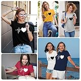 Yuson Girl Damska koszulka z nadrukiem serca, okrągły dekolt, krótki rękaw, top, bluzka, letnia grafika, z nadrukiem, w kształcie serca, czarny, XXL