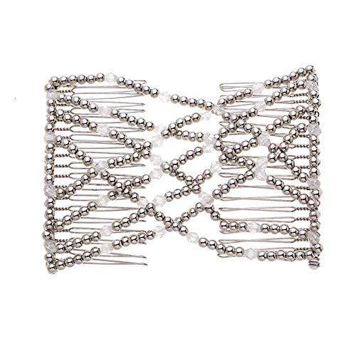 Peine elástico decorativo doble con perlas para mujer miniatura 1