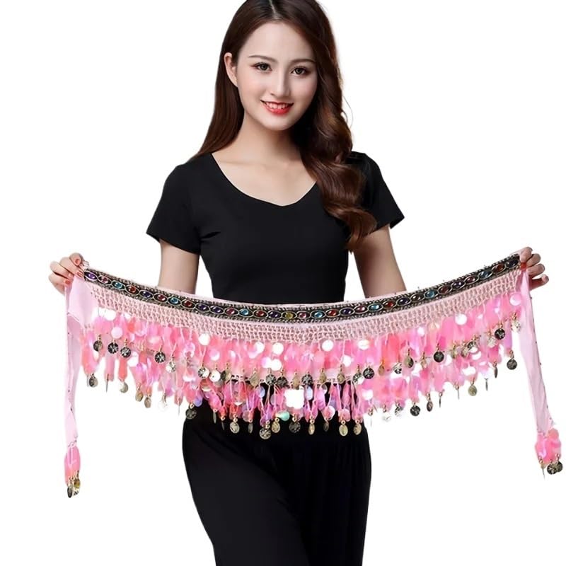 Sciarpa for anca di danza del ventre in chiffon e metallo