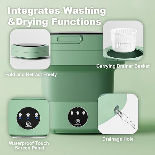 Miniatura 4 de Combinación de lavadora y secadora portátil, mini lavadora plegable, lavadora portátil automática para ropa de bebé, ropa interior o artículos
