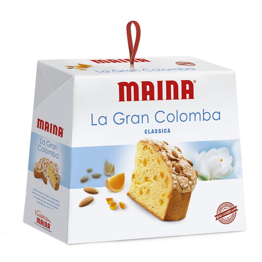 3x Maina La Gran Colomba Classica Osterkuchen mit Knusprige Haselnussglasur mit Ganzen Mandeln und Kristallzucker 1Kg Oster-taube + Beni Culinari Kostenloser Schlüsselanhänger