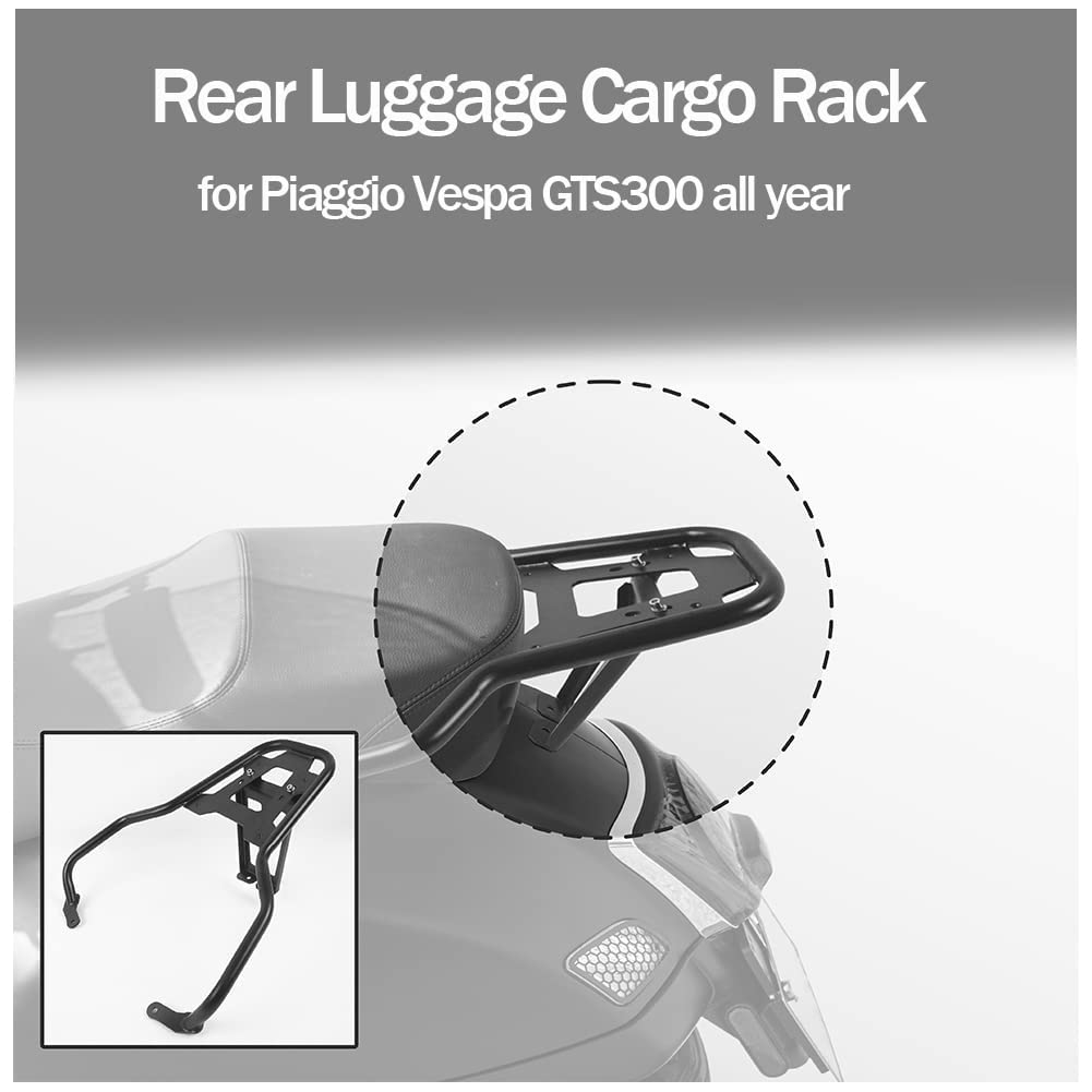 Gepäckträger für Roller, verlängerter Regalträger, obere Halterung, Plattensatz, Beifahrer-Sozius-Haltegriff, seitlicher Handlauf, Heckzubehör für Piaggio Vespa GTS300 GTS 300