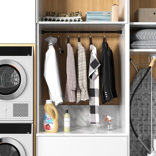 Image of Black Tension Rods 16 to 26 Inch Curtain Rods No Drilling Small Tension Rod Spring Adjustable Curtain Rod Expandable Pressure Spring Tension rods for Closet, Kitchen
