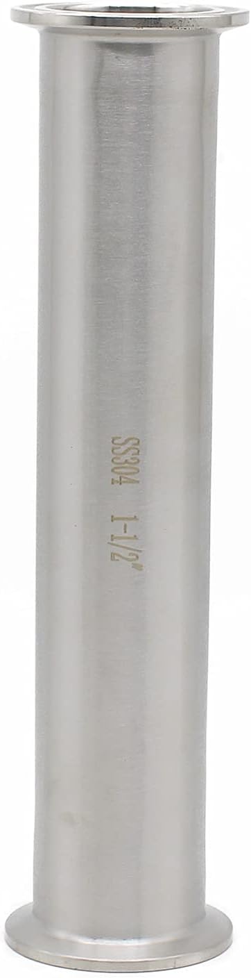 1.5 Inch SS304 Sanitary Spool Tube, 8 Inch Length, Tri-Clamp Ends