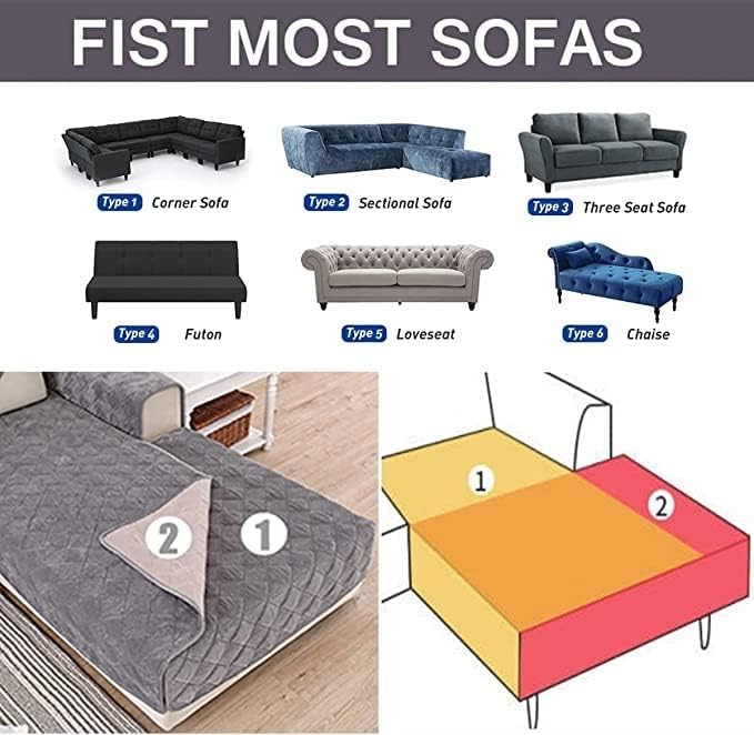 Miniatura 5 de Funda para sofá de esquina de 3214 plazas, funda para sofá en forma de L, protector de sofá grueso de terciopelo grueso, antideslizante, reversible,