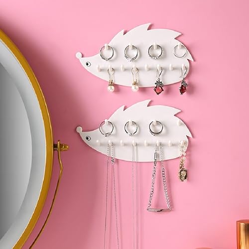 LAKYMIE 2 Stück Hängender Schmuck-Organizer Halsketten Aufhänger Armband Halter Wandbefestigung Ketten Ordner Schmuckaufbewahrung Igelform