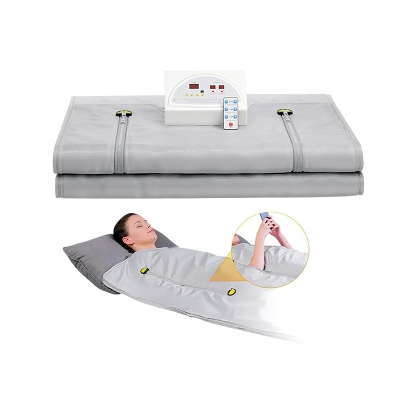 Coperta for Sauna brucia Grassi Slimmin for disintossicazione Spa Dimagrante, Coperta riscaldante con Controllo remoto a infrarossi for moatore del Corpo Domestico(Sliver)