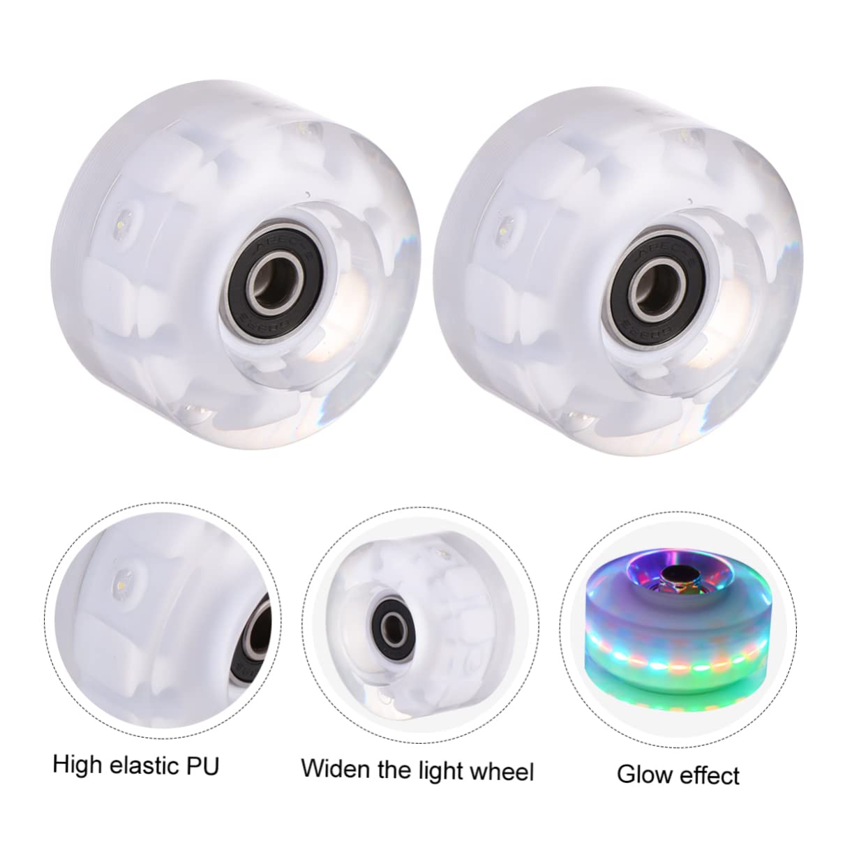 KOMBIUDA Enhance Your Skating Experience 2pcs Pu Skate Wheels Roller Skate Light up Wheels