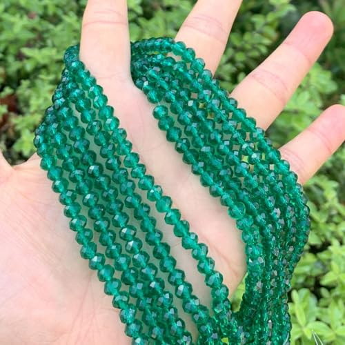Image of 500pcs Czech Faceted Rondelle Crystal Glass Loose Beads 6mm Spacer Bulk Emerald Green for DIY Craft Jewelry Making CCR624