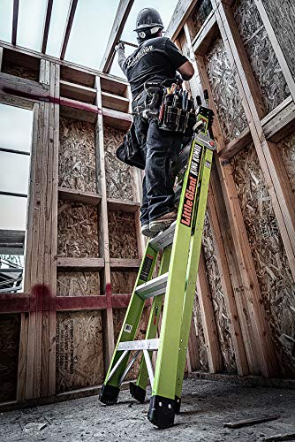 Little Giant Ladder Systems 13610-001 Green King Kombo Pro 6' A frame 10’ Extension-Hi-Viz Type 1AA, 6 Ft