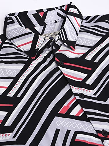 Image of Dennis Lingo Men's Abstract Print Slim Fit Rayon Casual Shirt with Spread Collar & Half Sleeves