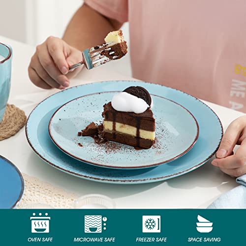 Vancasso Navia Ceramic Dinnerware Set, 16 Pieces Set Of 4 Stoneware Spray Spot Patterned Service Dish With Dinner Plates, Salad Plates, Bowls, Mugs - Multi-Blue #TOP3