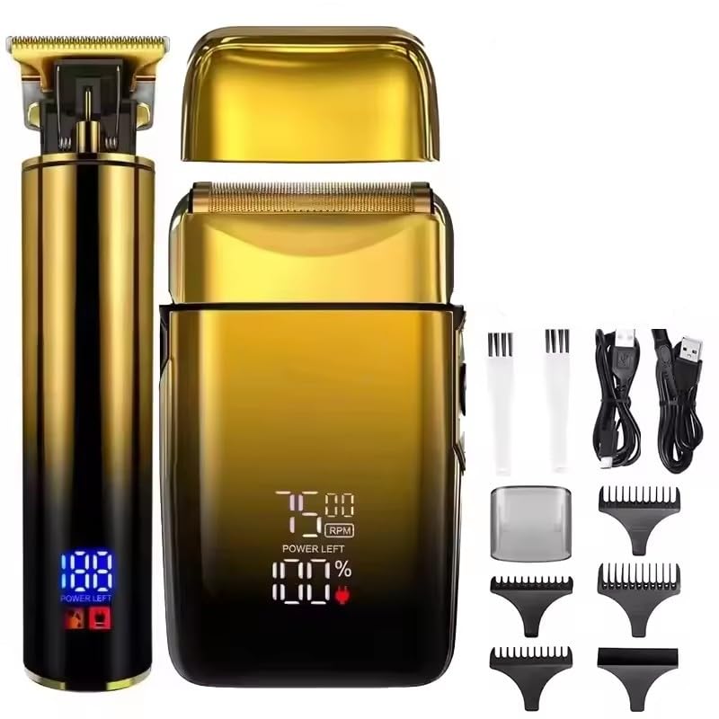 2 in1 Professional Hair Trimmer Foil Shavers Set for Men Electric Razor for Men Beard Trimmer Grooming Shaving