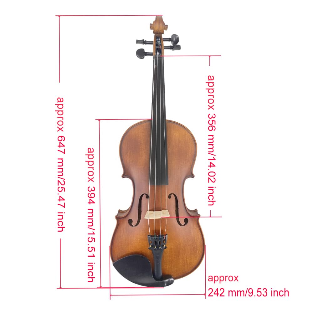 Yinfente Alto acoustique à 4 cordes de 39,4 cm pour étudiants, débutants, instrument d'alto complet professionnel fabriqué à la main avec étui, archet du Brésil, chiffon de nettoyage, chevalet, cordes