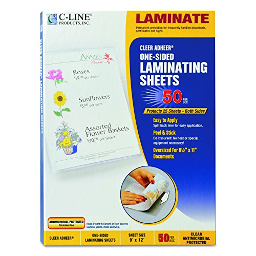 C-Line 65009 Cleer Adheer Self-Adhesive Laminating Film, 3 mil, 9