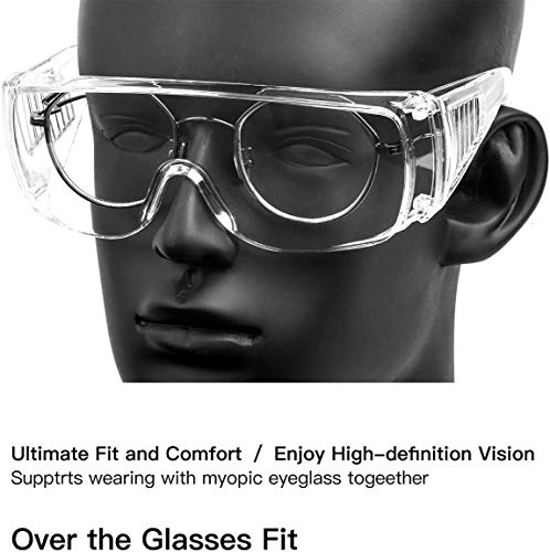 Protective Eyewear Safety Goggles Clear Anti-fog/Anti-Scratch Safety Glasses over Prescription Glasses,Transparent Frame for Men Women Lab Clear 4 Pack - Thumbnail 4