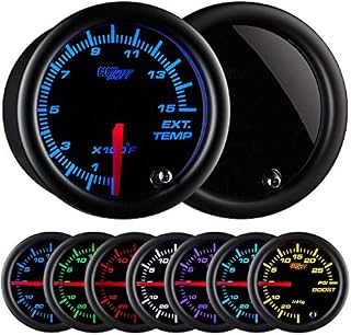 GlowShift Tinted 7 Color 1500 F Pyrometer Exhaust Gas Temperature EGT Gauge Kit