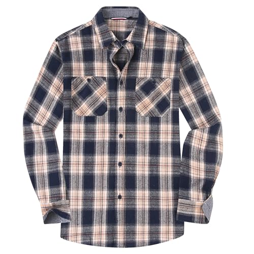Alex Vando Mens Button Down Shirts Regular Fit Long Sleeve Casual Plaid Flannel Shirt