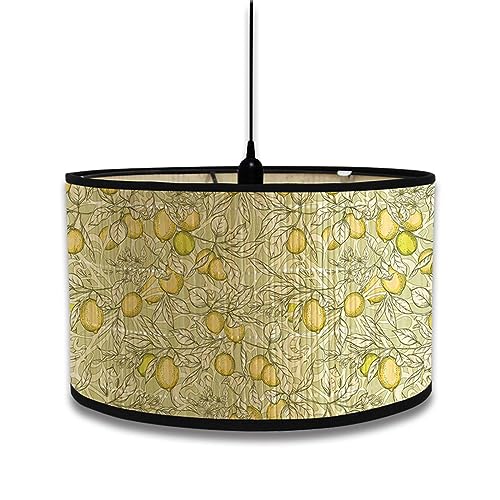 Générique Pantallas de Lámpara Colgante de Techo Modernas Forma de Tambor, Patrón Pantalla de Lámpara de Pie Y Mesa para Dormitorio Sala de Estar Cocina Pasillo Salón (Floral de Lujo 7)