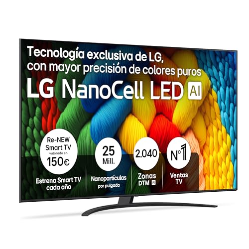 LG 86NANO81A6A - TV 86', 4K NanoCell, Smart TV, LED IA, WebOS 25, Procesador Potente e Inteligente, Super Upscaling, Dolby Digital Plus, Alexa/Google Assistant, Negro