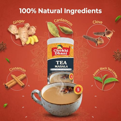 Image of Chokhi Dhani Kadak Chai Masala 50g | Premium Tea Spice Blend with Cardamom, Cinnamon, Ginger, Black Pepper & Fennel | Strong, Aromatic Indian Masala Chai Powder | Immunity Boosting Kadak Chai Mix