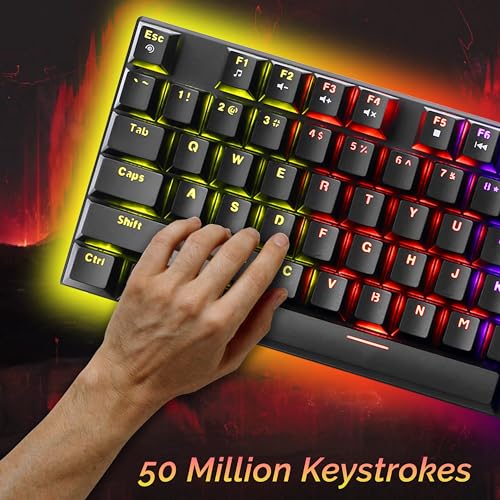 Image of Ant Esports Scorpion MK30 Wired Mechanical Gaming Keyboard, RGB 104 Keys Ultra-Slim LED Backlit USB Wired Keyboard with Red Switch, Durable Abs Keycaps /Anti-Ghosting Keyboard for PC Mac Xbox Gamer