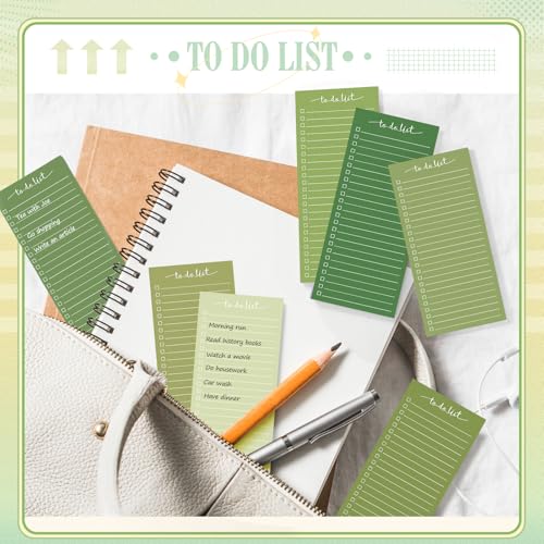 Image of Censen 10 Pack 500 Sheets to Do List Notes Daily Checklist Notepad with 50 Sheets Undated Memo Pad Color Block Shopping List Weekly Plan Notepad Organizer Planners(Gradient Green,Lined) | Note Book 514 Sheets Colorful Memo Pad Office School Supplies Planner Shopping Weekly Plan Task Organizer Tear-off Design