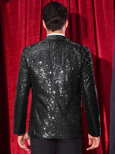 Lars Amadeus Sequin Blazers for Men's Peak Lapel Glitter Sport Coat Wedding Sparkly Suit Jacket3
