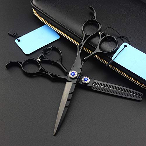 Profesional De JapóN 440C 6 Pulgadas Tijeras De Pelo Negro Hollow Ajusta El Corte Del Peluquero Tijera Adelgazamiento Tijeras Tijeras De PeluqueríA 2020-6,Negro,6 inch