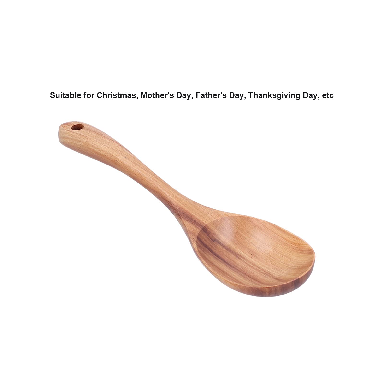 FLEXMAN 2Pcs Wooden Salad Server Set, Salad Serving Utensils with Hanging Holes, Wooden Forks for Cooking, Salad Tongs for Mixing, Tossing and Cooking