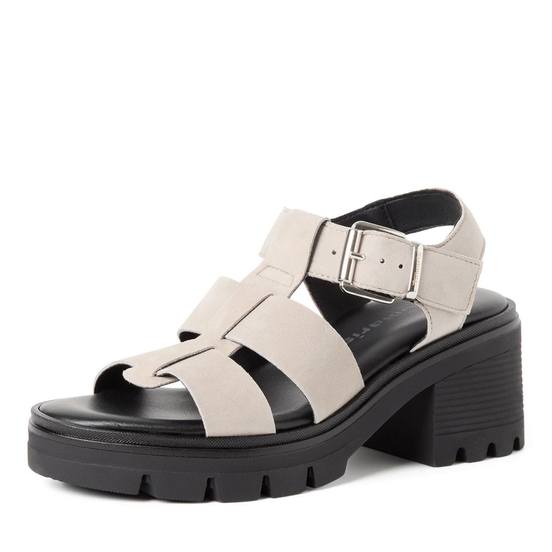 Tamaris Women’s sandal with block heel leather beige 5.5 UK