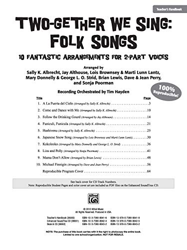 Two-Gether We Sing Folk Songs: 10 Fantastic Arrangements for 2-Part Voices (Teacher's Handbook) - Image 3