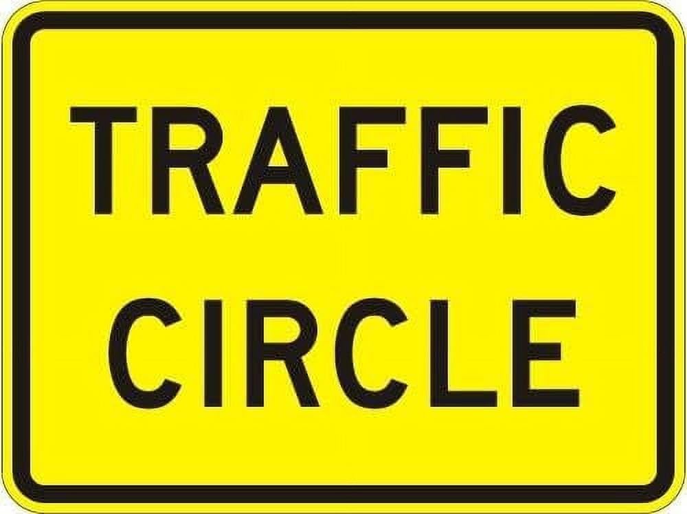 (2-Pack) Metal Tin Sign Traffic Circle (plaque) Traffic Warning Sign - 8x12 Inch - Caution Safety Security Indoor & Outdoor Home Office Work