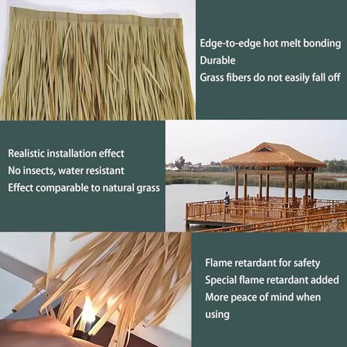 Tropikalne imitacje liści palmowych dach PE PVC zgrzewane termicznie osłona przeciwsłoneczna do zewnętrznej chaty tiki ogród dziedziniec pawilon(Size:3 box = 90pcs,Color:A)