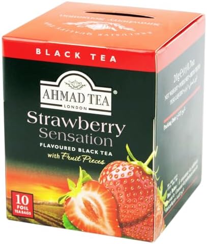 Ahmad Tea London Chá Preto Strawberry Sensation Caixa Com 10 Saqu...