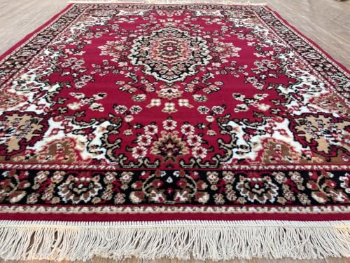Image of TTC THREAD & TEXTURE CARPET Traditional Comfort: Power-Loomed Carpets for Living Room- Every Space Area Rug Color Red Size 3x5 Feet (90x150cm)