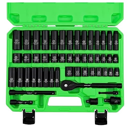 SWANLAKE 3/8" Drive Impact Socket Set, 50-Piece Standard SAE (5/16 to 3/4 inch) and Metric (8-22mm) Size, 6 Point, Cr-V, 3/8-Inch Ratchet Handle, Extension Bar, Universal Joint
