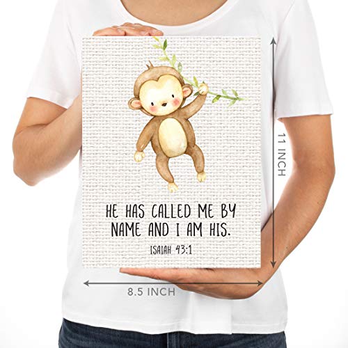 Andaz Press Christian Bible Verses Quotes Nursery Kids Room Unframed Hanging Wall Art Poster Home Decor, 8.5X11-Inch, Jungle Safari Animals Theme, Burlap, 6-Pack, No Frames #TOP4