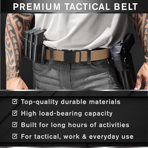 TECEUM Tactical Belt – Coyote B5 M – Heavy-Duty Military, Work, Hiking,Rigger, Utility, EDC Men’s Belts – Quick-Release – Nylon Web2