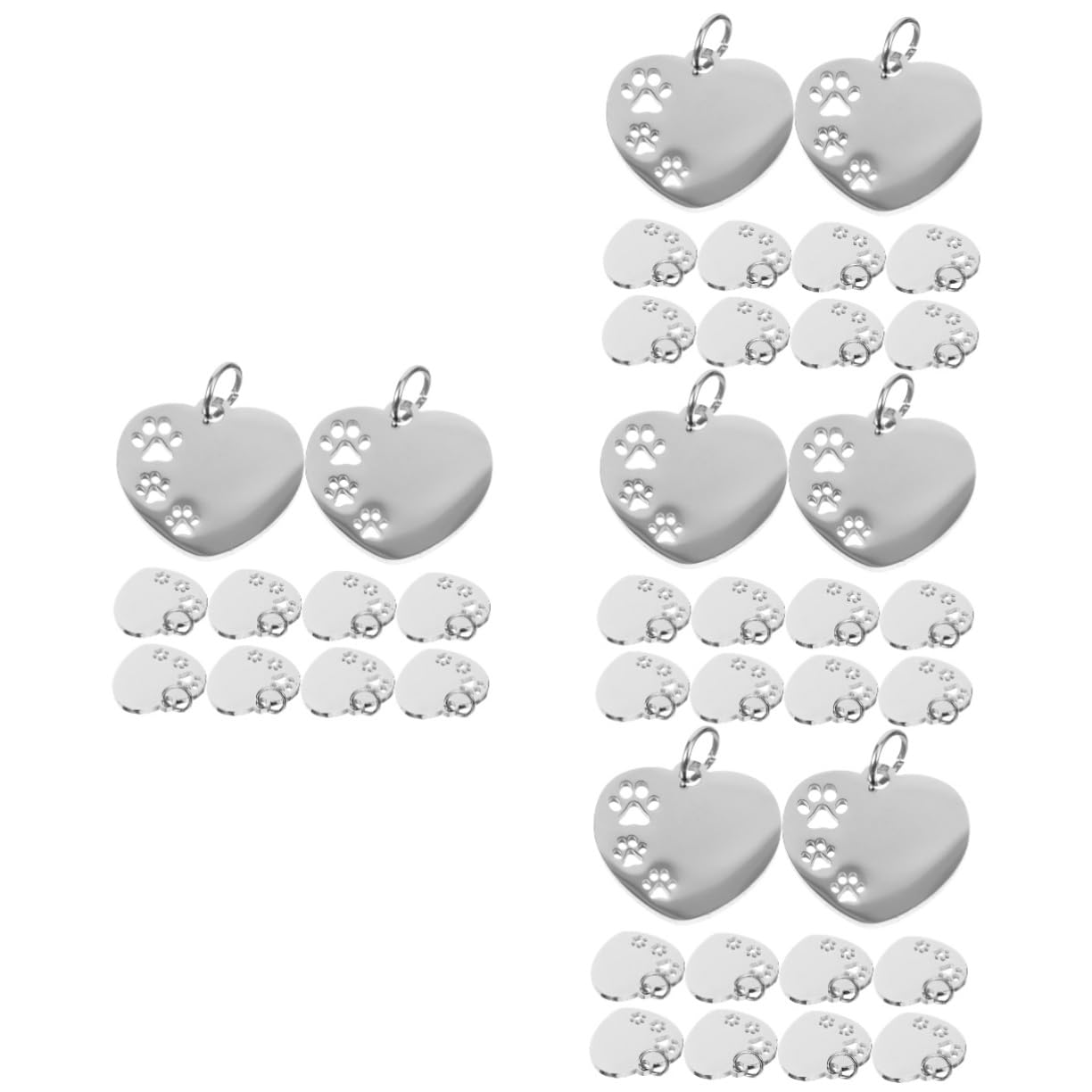 HANABASS 40pièces Étiquettes Acier Forme De Cœur avec Motif De Patte Creuse pour Identification De Chiens Et Animaux De Compagnie