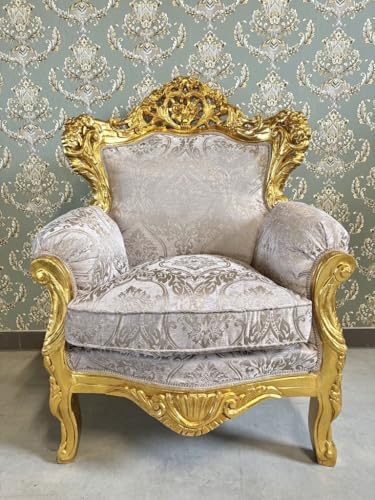 CasAmin Home & Living Sofagarnitur in Dunkelbeige Französisches Couchgarnitur im Louis XL Stil mit Goldfinish für die Hotellobby Barock Rokoko Salon Sofa als Wohnzimmer Dekoration – Bild 8