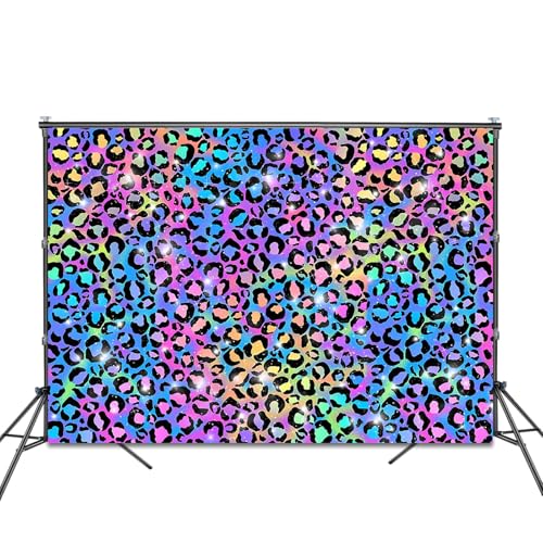 Fondo Neón Arcoíris Leopardo 7x5ft para Fotografía miniatura 2