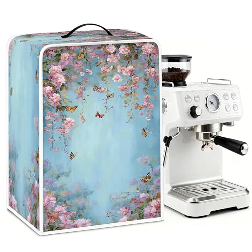 Image of Universal Coffee Maker Cover, Durable Polyester Lightweight Long-Lasting Dustproof Cotton Blend Appliance Protector for Kitchen Countertops (Light Blue)