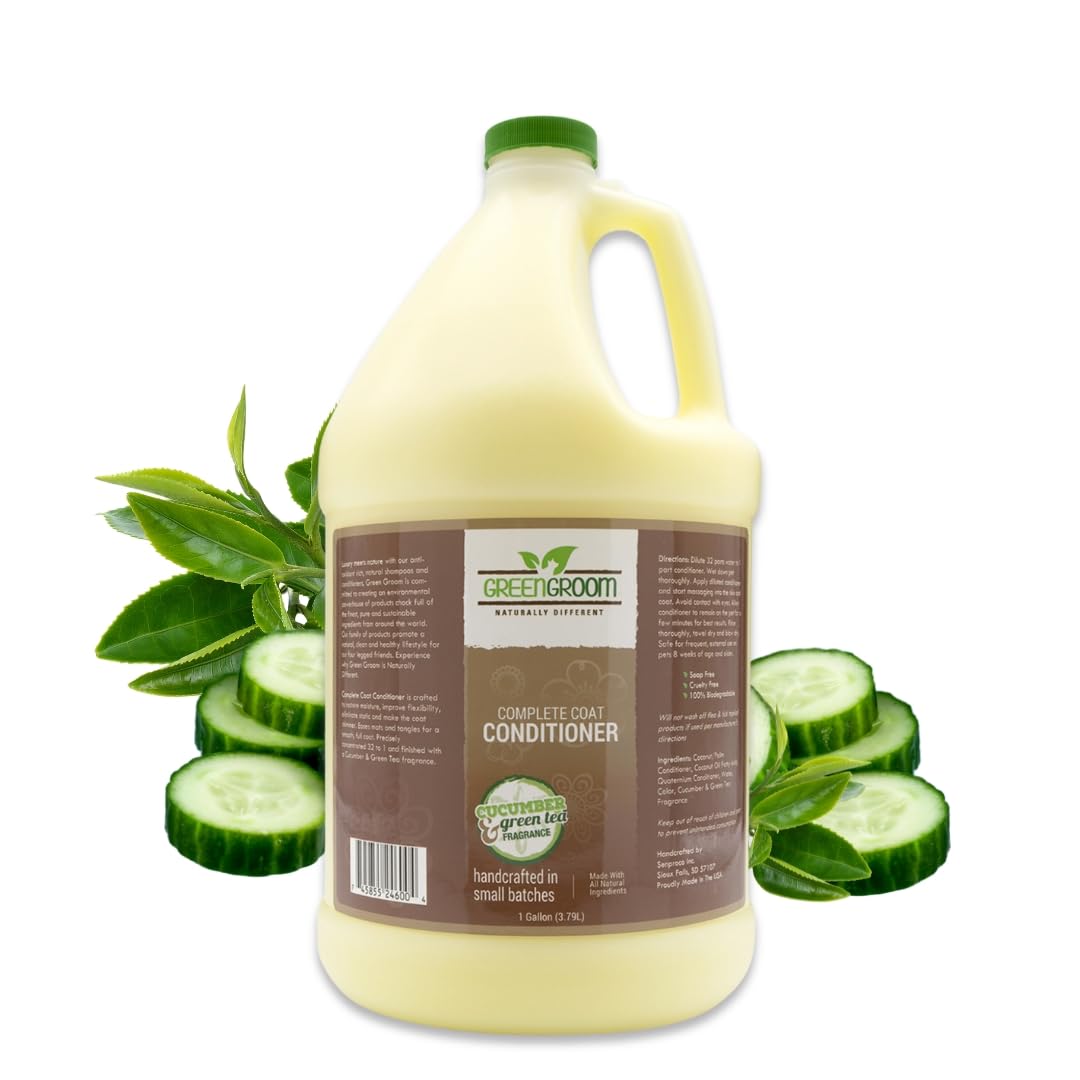 GreenGroom Green Groom Complete Coat Dog Conditioner, Gallon | All Natural Ingredients, Concentrated 32 to 1, Restore Moisture, Eliminates Static, Eases Mats and Tangles, Soap and Cruelty Free