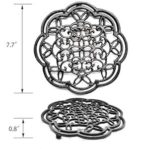 2 Pack Cast Iron Trivet, Heavy Duty Metal Trivets for Hot Pots and Pans, 8In Round Rustproof Pot Stands Holders Rack with Rubber Pegs for Countertop, Dining Table, Farmhouse Decoration 2 Pack Cast Iron Trivet Heavy Duty Metal Trivets for Hot Pots and Pans 8In Round Rustproof Pot Stands Holders Rack with Rubber Pegs for Countertop Dining Table Farmhouse Decoration