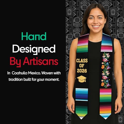 Image of Deluxe Mexican Graduation Sash 2026 | Embroidered Estolas de Graduacion 2026 | Authentic Mexican Sash for Graduation 2026