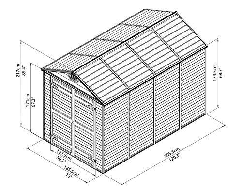 Palram 6X10 Skylight Shed Dark Grau Bundle Gerätehäuser, 305,5x185,5x217 cm – Bild 3